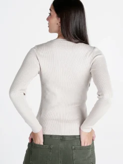 Solada Maglia donna a costine con strass