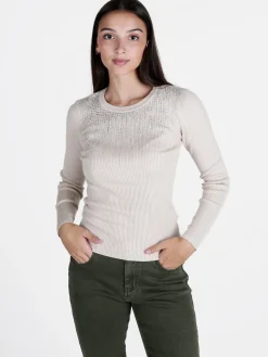 Solada Maglia donna a costine con strass