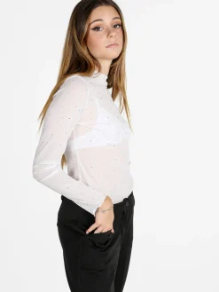 Solada Maglia donna a lupetto in microrete con borchie - nero