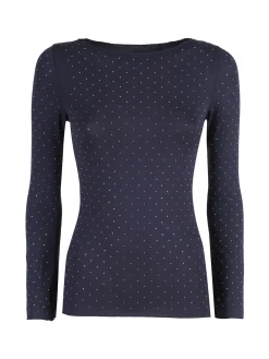 Solada Maglia donna a maniche lunghe con borchie - blu scuro