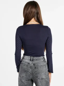 Solada Maglia donna a maniche lunghe con borchie - blu scuro