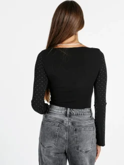 Solada Maglia donna a maniche lunghe con borchie - nero