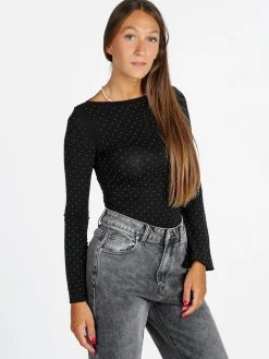 Solada Maglia donna a maniche lunghe con borchie - nero