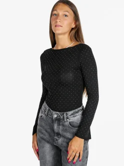 Solada Maglia donna a maniche lunghe con borchie - nero