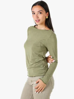 Solada Maglia donna a maniche lunghe con scollo a barchetta - oliva