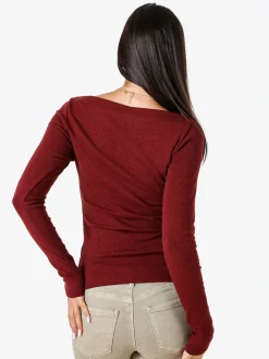 Solada Maglia donna a maniche lunghe con scollo a barchetta - bordeaux