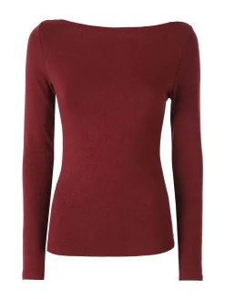 Solada Maglia donna a maniche lunghe con scollo a barchetta - bordeaux