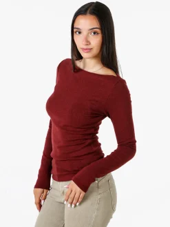 Solada Maglia donna a maniche lunghe con scollo a barchetta - bordeaux