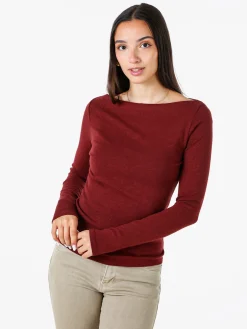Solada Maglia donna a maniche lunghe con scollo a barchetta - bordeaux