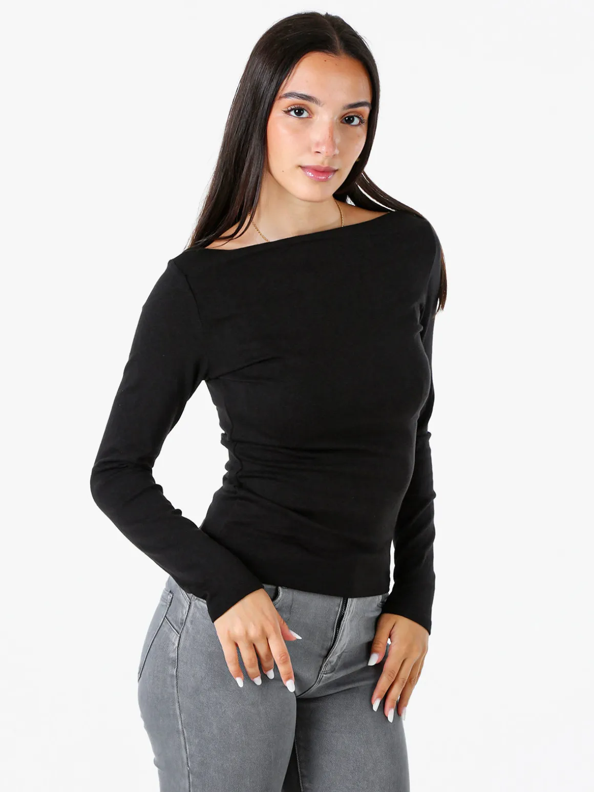 Solada Maglia donna a maniche lunghe con scollo a barchetta - nero