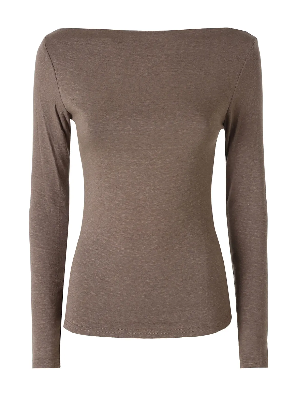 Solada Maglia donna a maniche lunghe con scollo a barchetta - marrone