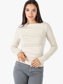 Solada Maglia donna a maniche lunghe con scollo a barchetta - beige