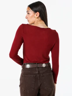 Solada Maglia donna a maniche lunghe con scollo a barchetta - bordeaux