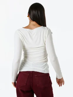 Solada Maglia donna a maniche lunghe con scollo a barchetta - bianco