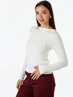 Solada Maglia donna a maniche lunghe con scollo a barchetta - bianco