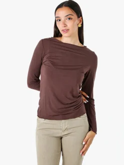Solada Maglia donna a maniche lunghe con scollo a barchetta - moro