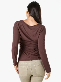 Solada Maglia donna a maniche lunghe con scollo a barchetta - moro