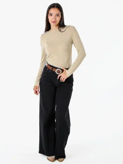 Solada Maglia donna a maniche lunghe con scollo a barchetta - beige