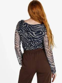 Solada Maglia donna con stampe e maniche velate - blu