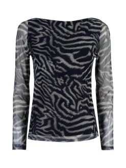 Solada Maglia donna con stampe e maniche velate - blu