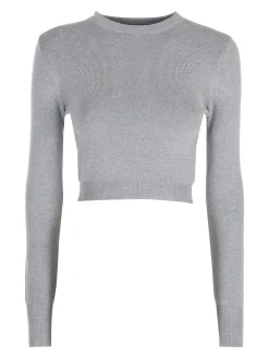 Solada Maglia donna cropped a costine - grigio