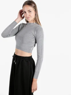 Solada Maglia donna cropped a costine - grigio