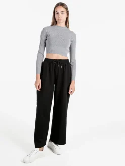 Solada Maglia donna cropped a costine - grigio