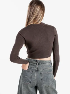 Solada Maglia donna cropped a costine - moro