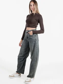 Solada Maglia donna cropped a costine - moro