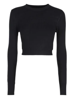 Solada Maglia donna cropped a costine - nero