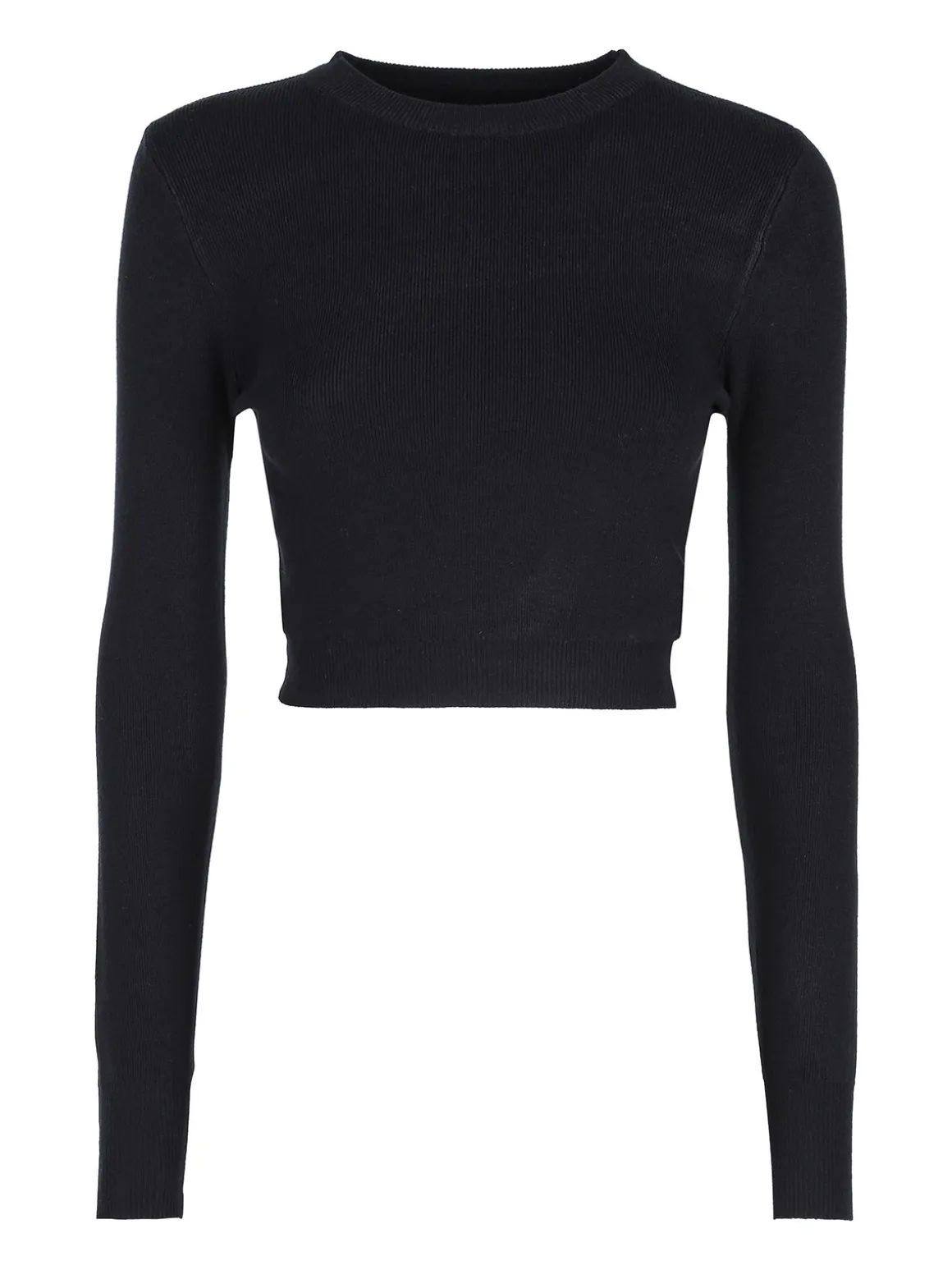 Solada Maglia donna cropped a costine - nero