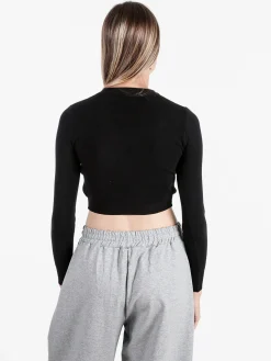 Solada Maglia donna cropped a costine - nero