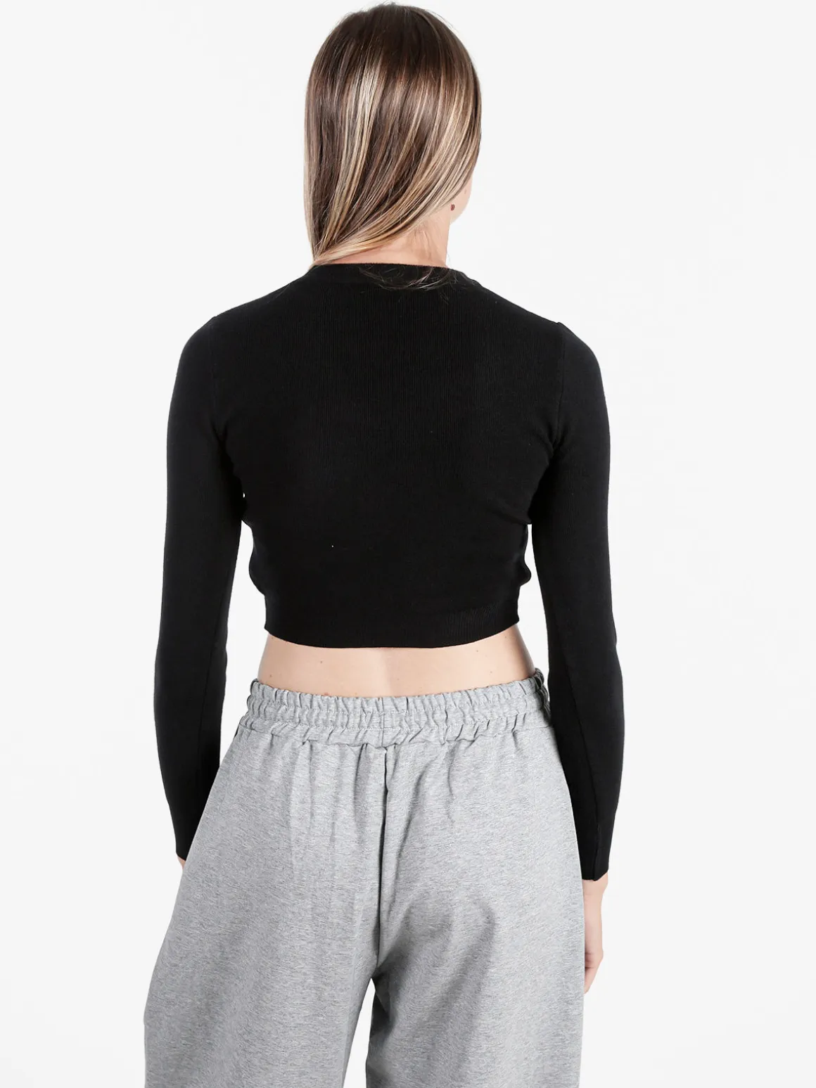 Solada Maglia donna cropped a costine - nero