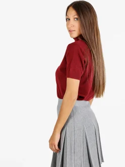 Solada Maglia donna dolcevita a maniche corte - bordeaux