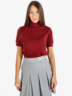Solada Maglia donna dolcevita a maniche corte - bordeaux