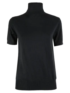 Solada Maglia donna dolcevita a maniche corte - nero