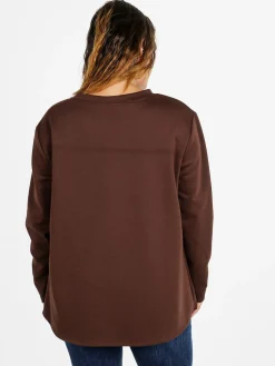 Solada Maglia donna girocollo con dettagli a camicia - moro