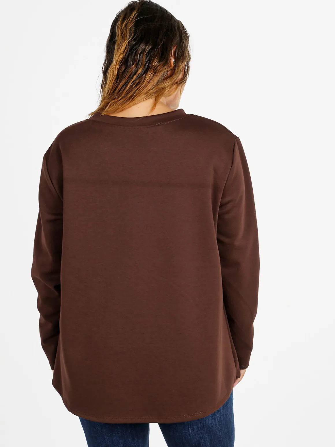 Solada Maglia donna girocollo con dettagli a camicia - moro