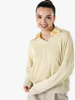 Solada Maglia donna lurex oversize con scollo V - oro