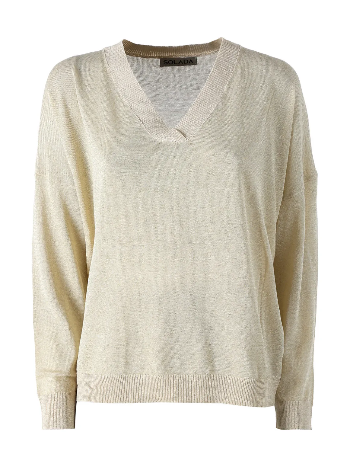 Solada Maglia donna lurex oversize con scollo V - oro
