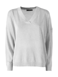 Solada Maglia donna lurex oversize con scollo V - argento