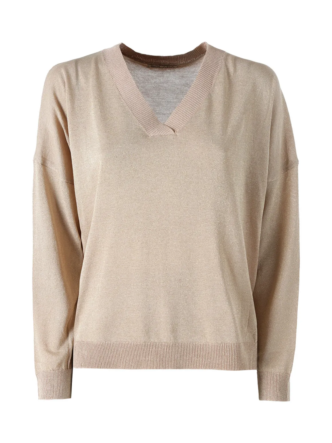 Solada Maglia donna lurex oversize con scollo V - cammello