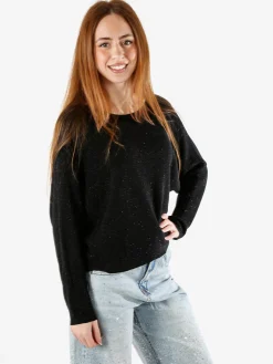 Solada Maglia donna oversize con maniche a pipistrello - nero