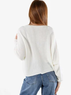 Solada Maglia donna oversize con maniche a pipistrello - bianco
