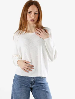 Solada Maglia donna oversize con maniche a pipistrello - bianco