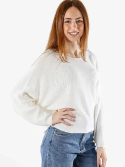 Solada Maglia donna oversize con maniche a pipistrello - bianco