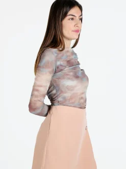 Solada Maglia donna velata a maniche lunghe con scollo a barca