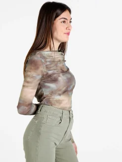 Solada Maglia donna velata a maniche lunghe con scollo a barca