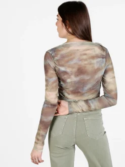 Solada Maglia donna velata a maniche lunghe con scollo a barca