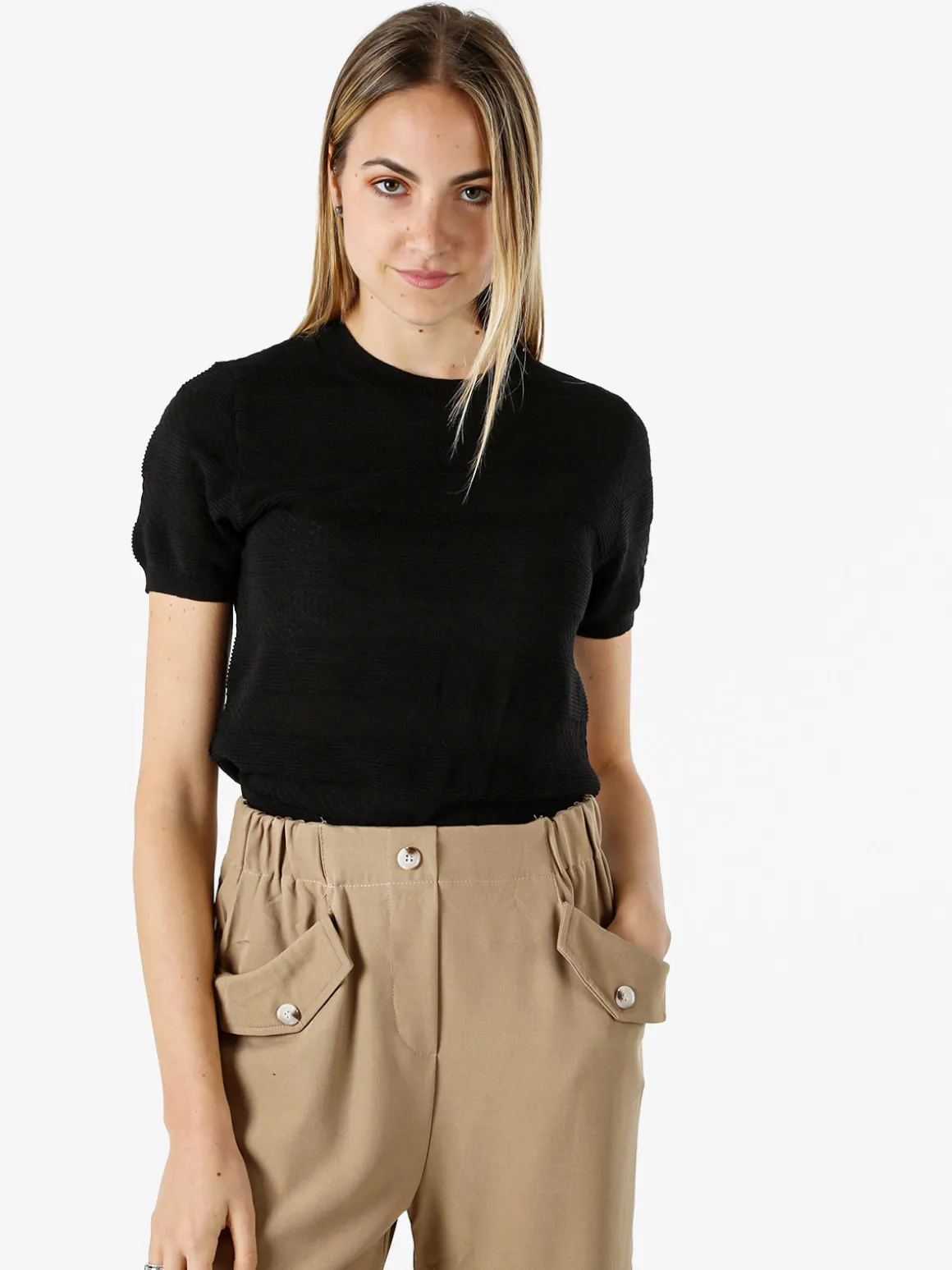 Solada Maglia girocollo da donna a maniche corte - nero
